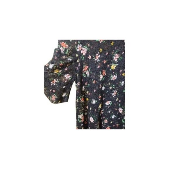 NWT Elodie Women's Floral Sheer Lace Short Ruched Sleeve Top In Black, Women's L - Picture 5 of 5